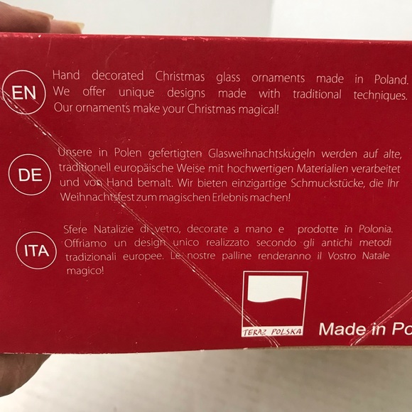 VINTAGE VITBIS Red Robin i& Silver Trees Satin Finished Glass Ball Ornaments Box - Picture 7 of 7